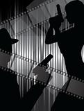 silhouettes with gun and filmstrips