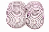 Two sliced lines of red onion