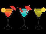Colorful martinis with umbrellas