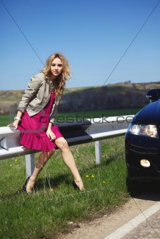 Girl near the car