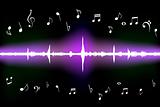 Sound wave with music notes