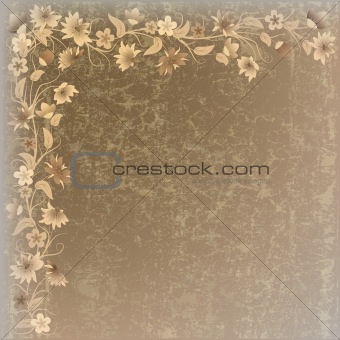 abstract grunge background with flowers