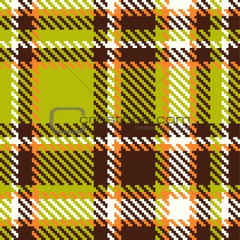 Seamless checkered green orange brown vector pattern 