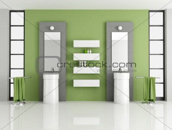 contemporary green bathroom
