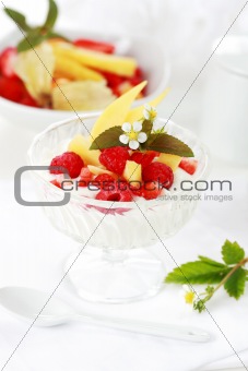 Natural yogurt with fresh fruits