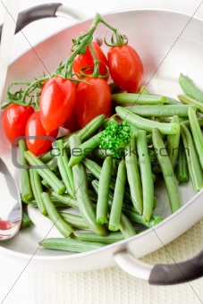French Beans inside a pan