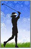 Silhouette of a golfer in full use