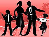 Silhouettes of all family members