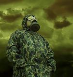 man in anti-gas mask