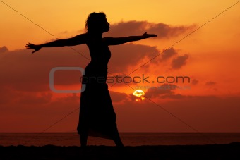Woman at sunset