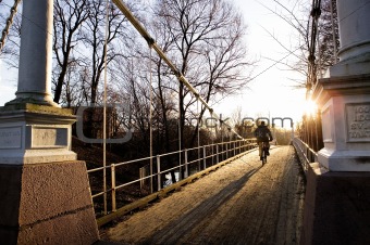 Suspension Bridge on Sunny Day