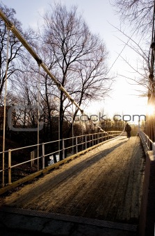 Suspension Bridge on Sunny Day