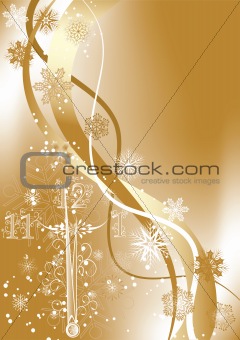 New year's background with clock, vector