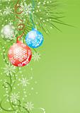 Christmas background with baubles, vector