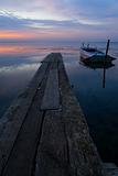 Boat and lake at twilight