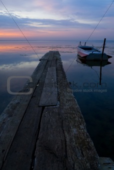 Boat and lake at twilight