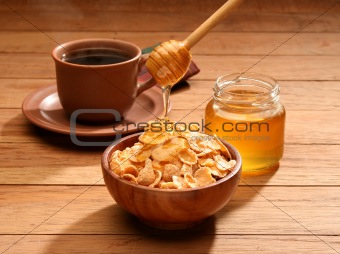 Healthy breakfast with honey