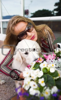 model with dog