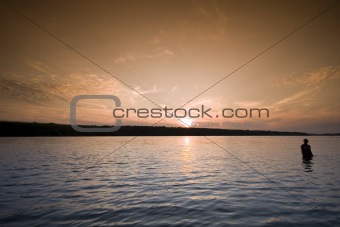 Sunset on river