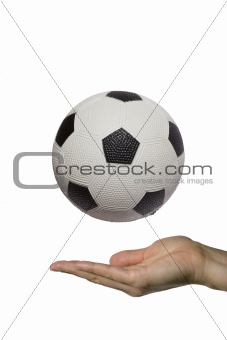 Showing a Soccer ball