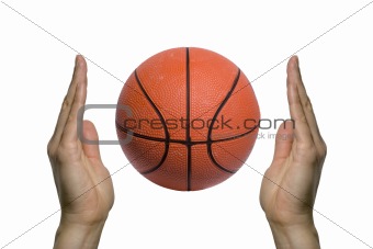 Basketball between two hands