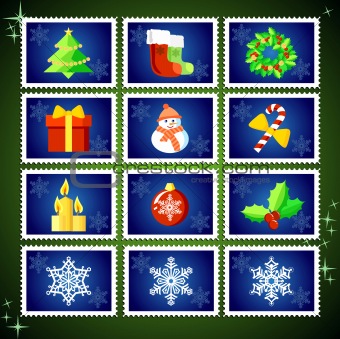 Vector Christmas Stamp Collection