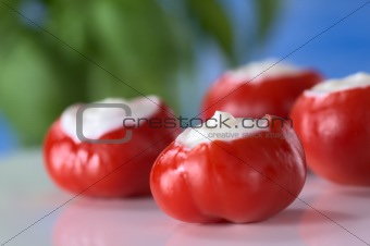 Small Hot Red Pepper Filled with Sour Cream