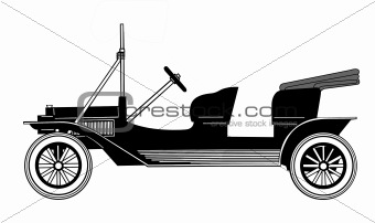 vector silhouette retro car on white background