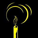 vector silhouette of the candle on black background