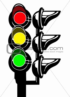 vector silhouette of the traffic light on white background