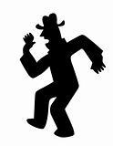 vector silhouette dancing men on white background