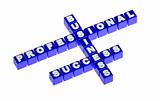 Blue cubes with words business success professional