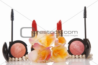 cosmetics and flower, beauty concept