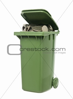 Recycling Bin with coins