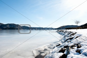 Icy mountain lake