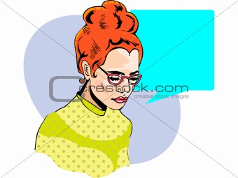 Pop art vector illustration of a woman 