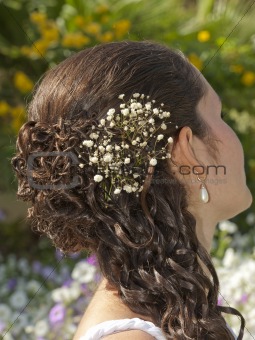 Ornate hair style on a bride