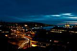 Oil rig in Stavanger city by night