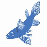 vector silhouette of fish on white background