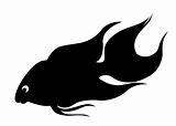 vector silhouette of decorative fish on white background