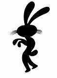 vector silhouette chicken-hearted hare on white background