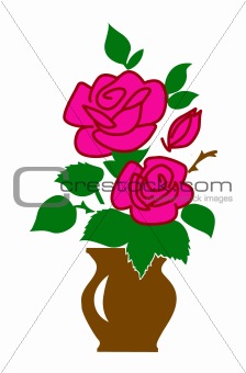 vector silhouette of the rose on white background