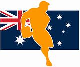 rugby running player flag of australia