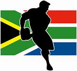 rugby running player flag of south africa