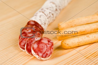 Spanish fuet salami