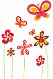 Vector flowers and butterfly