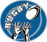 rugby player hands catch ball
