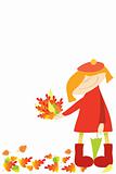 girl with autumnal leaves