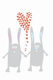 two rabbit with heart