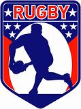 rugby player passing ball shield